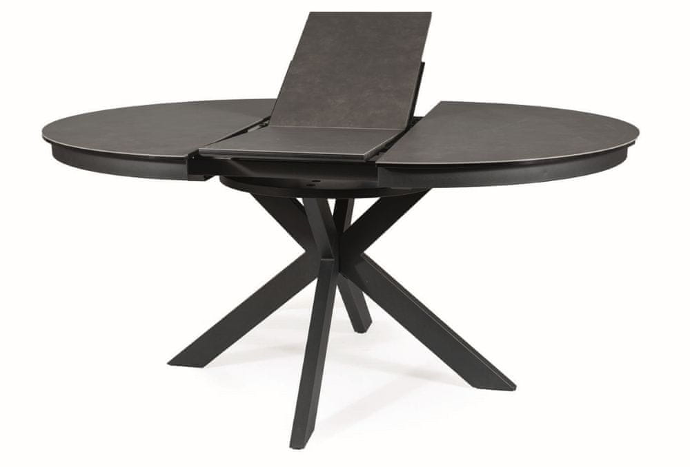 Veneti Rozkladací jedálenský stôl JUSTIAN - tmavo šedý / matný čierny